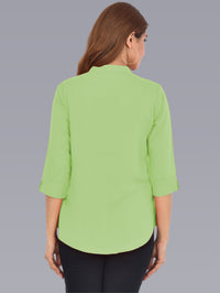 Pack Of 2 Womens Solid Black and Light Green Rayon Chinese Collar Shirts Combo