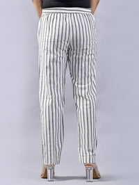 Pack Of 2 Brown And Light Grey Womens Cotton Stripe Pants Combo