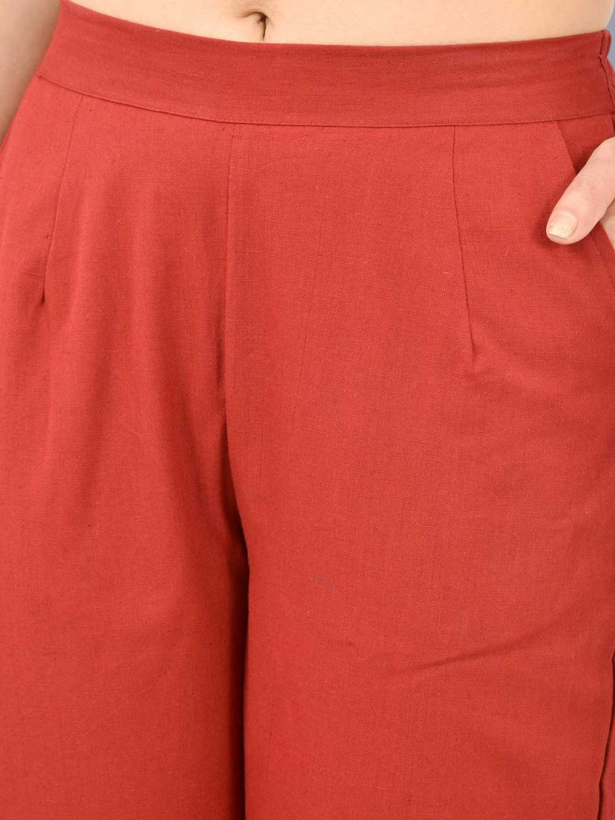 Women Regular Fit Maroon Cotton Trouser