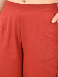 Women Regular Fit Maroon Cotton Trouser
