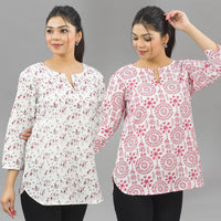 Pack Of 2 Womens Regular Fit Maroon Vector And Pink Tribal Printed Tops Combo
