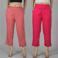 Pack Of 2 Womens Mauve Pink And Rani Pink Ankle Length Rayon Culottes Trouser Combo