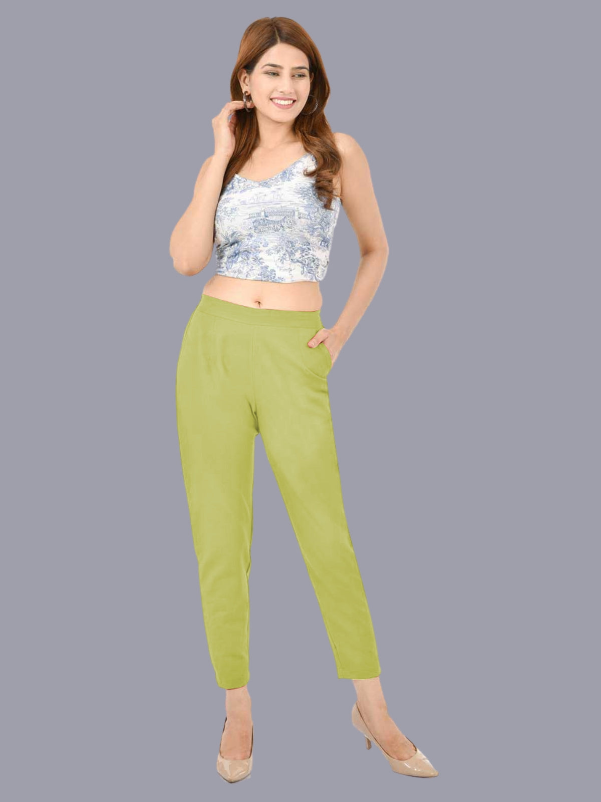 Women Regular Fit Mahendi Cotton Trouser