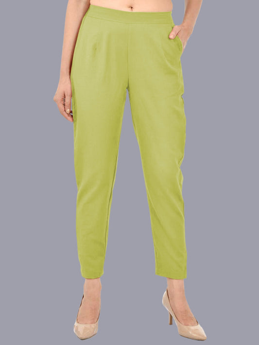 Women Regular Fit Mahendi Cotton Trouser