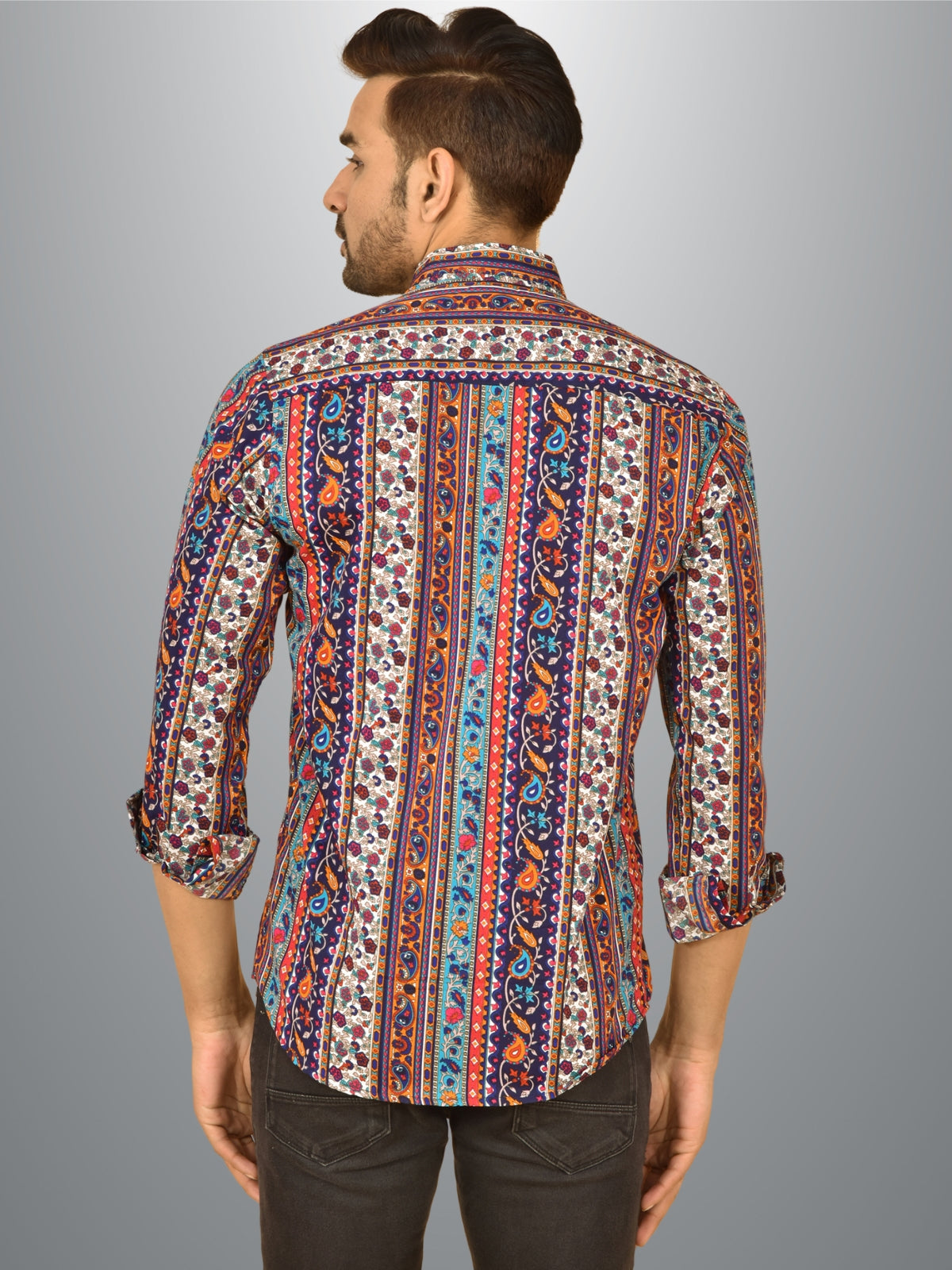 Mens Multicolour Printed Crepe Fabric Shirt