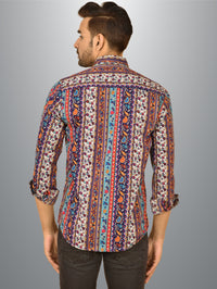Mens Multicolour Printed Crepe Fabric Shirt