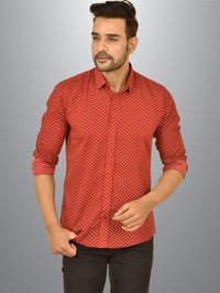 Mens Maroon Dot Printed Crepe Fabric Shirt