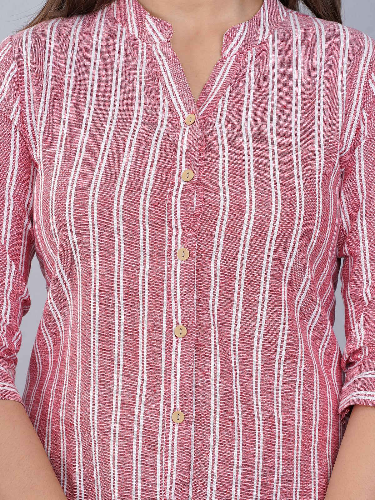 Womens Pink Mangoline Striped Casual Shirt