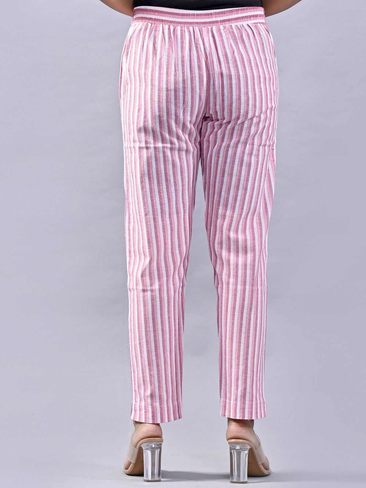 Pack Of 2 Blue And Pink Womens Cotton Stripe Pants Combo