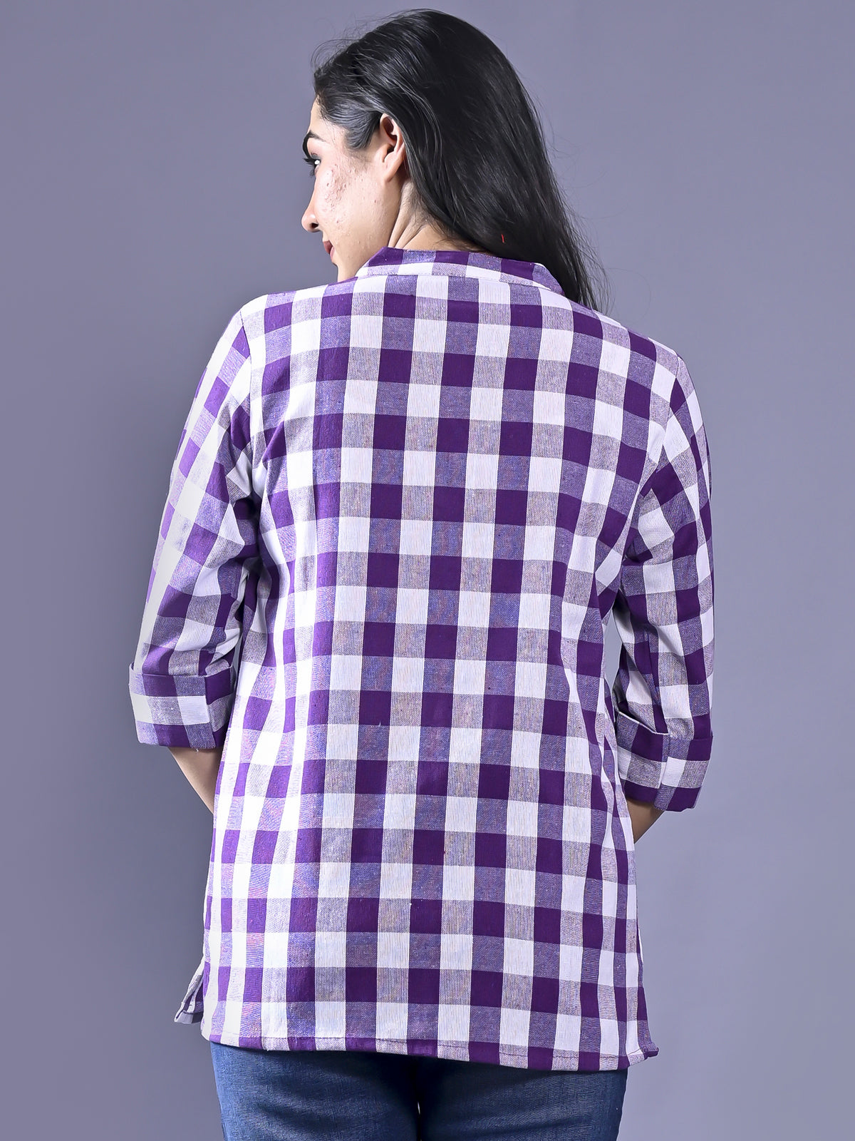 Pack Of 2 Womens Blue And Purple Chekerd Casual Shirt Combo