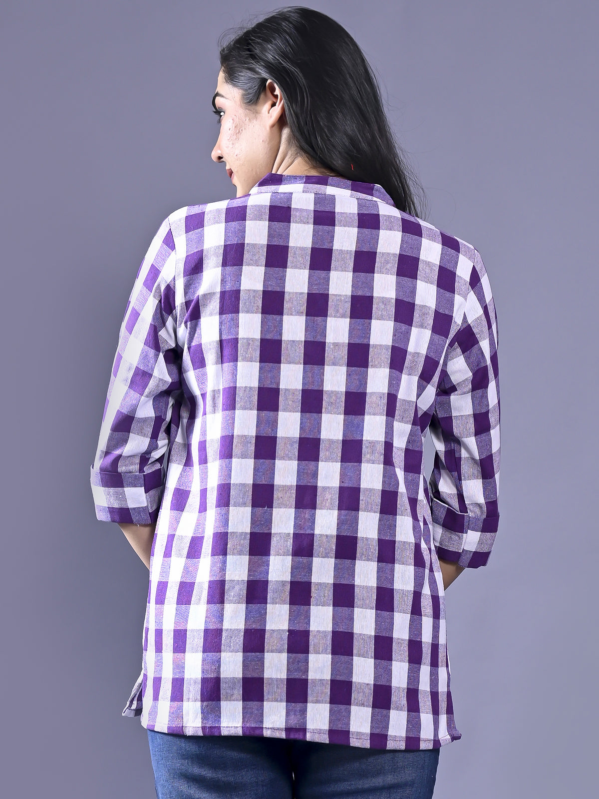 Pack Of 2 Womens Purple And Red Chekerd Casual Shirt Combo
