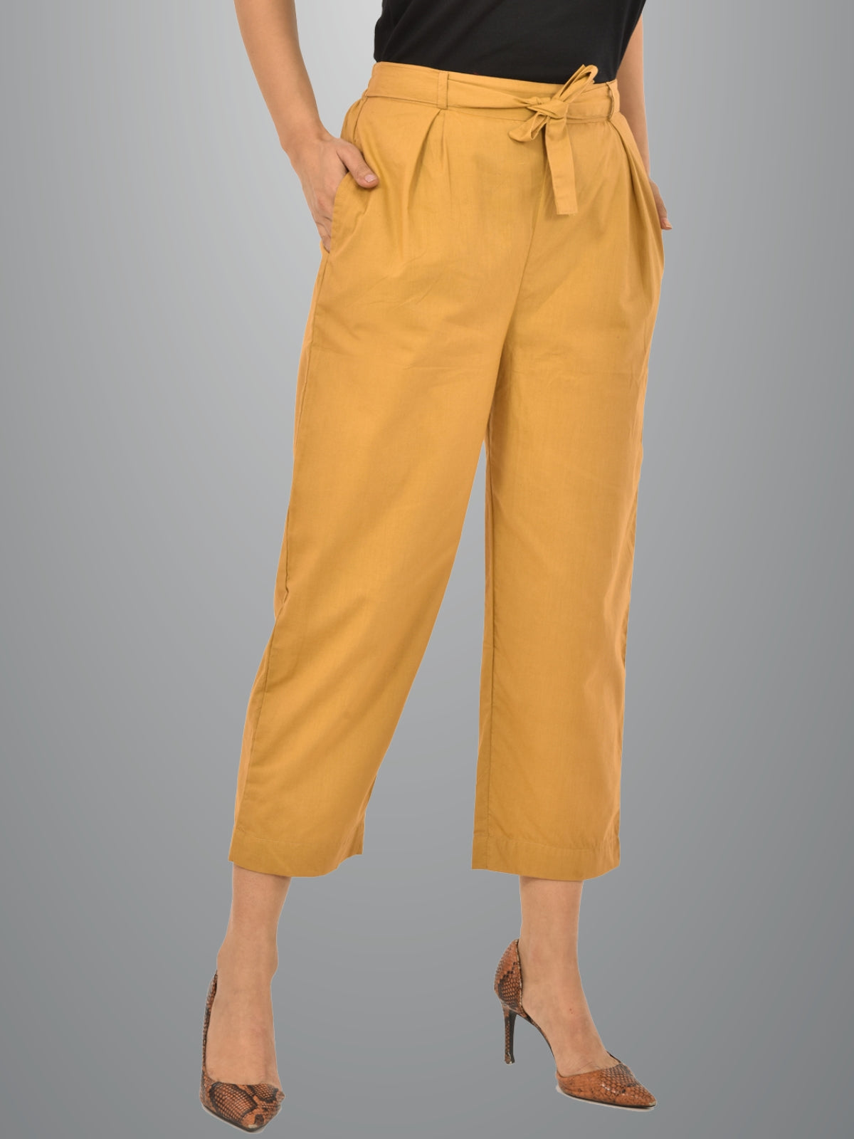 Women Solid Beige Cluottes Trouser