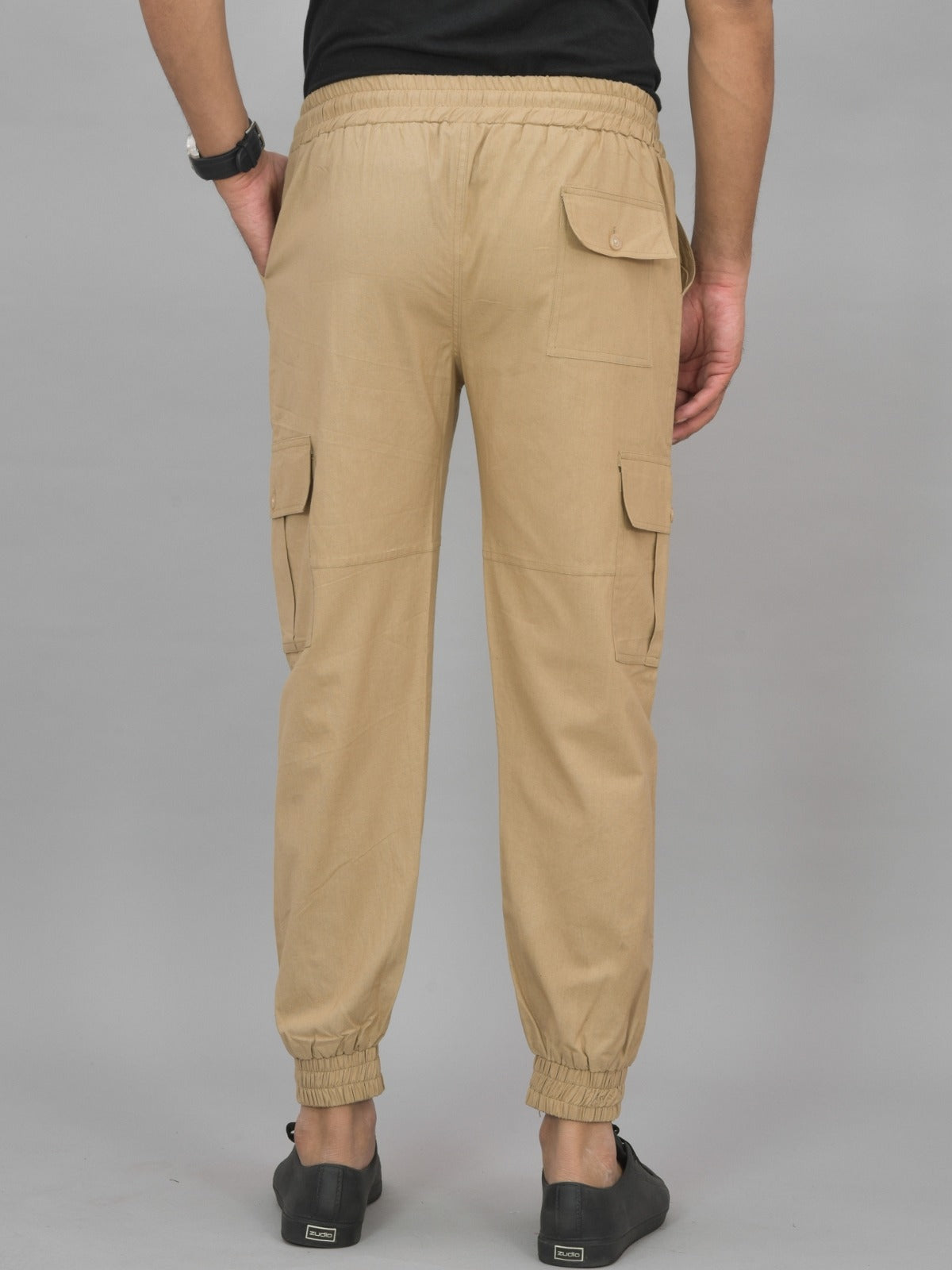 Combo Pack Of Mens Beige And Navy Blue Five Pocket Cotton Cargo Pants