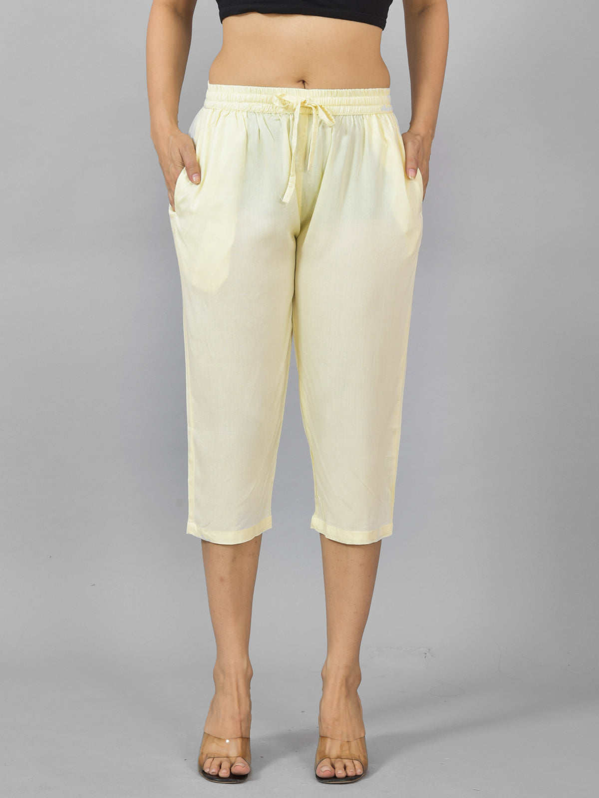 Pack Of 2 Womens Beige And Gajri Calf Length Rayon Culottes Trouser Combo
