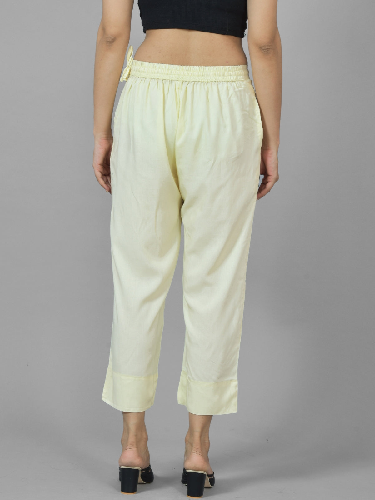 Women Solid Beige Rayon Culottes Trouser