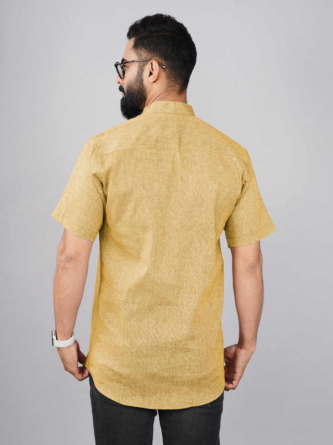 Solid Beige Cotton Regular Fit Short Kurta