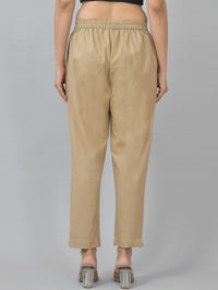 Pack Of 2 Womens Half Elastic Beige And Maroon Deep Pocket Cotton Pants