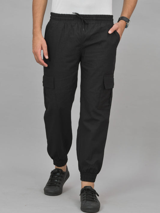 Black Airy linen Summer Cool Cotton Comfort Joggers for men
