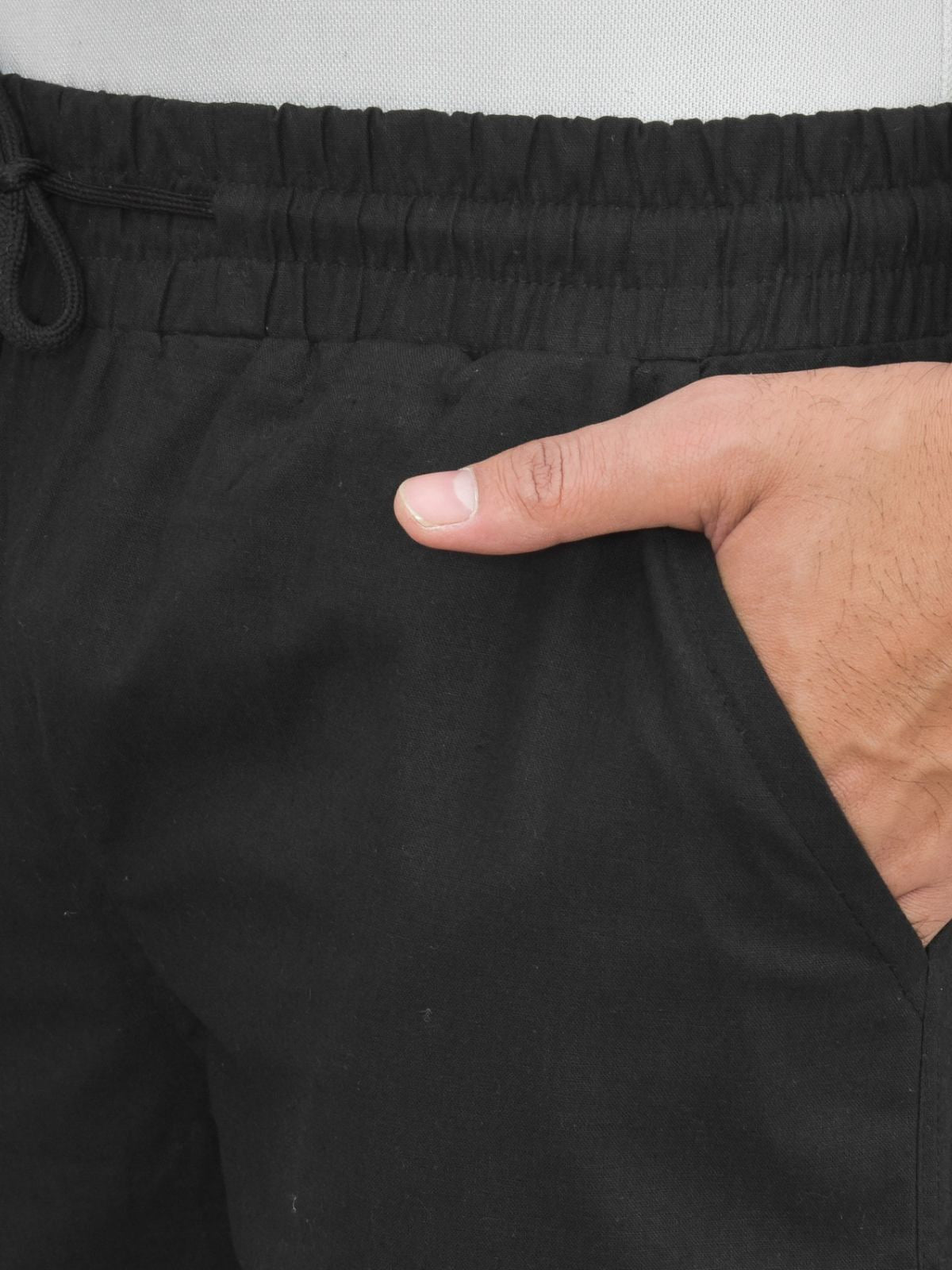 Mens Black Regular Fit 5 Pocket Cotton Cargo Pants