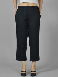 Pack Of 2 Womens Black And Maroon Ankle Length Rayon Culottes Trouser Combo
