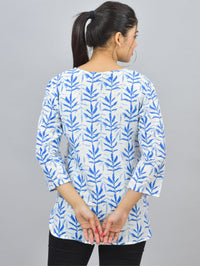 Pack Of 2 Womens Regular Fit Blue Leaf And Blue Tribal Printed Tops Combo