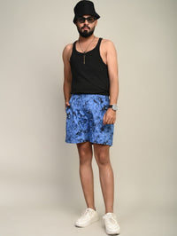 Pack Of 2 Blue And Dark Blue Mens Printed Shorts Combo