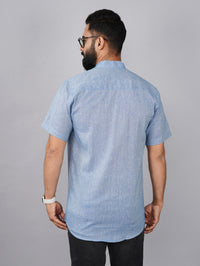 Pack Of 2 Mens Regular Fit Blue And Grey Half Sleeve Cotton Short Kurta Combo