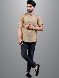 Mens Regular Fit Brown and Maroon Half Sleeve Cotton Short Kurta Combo