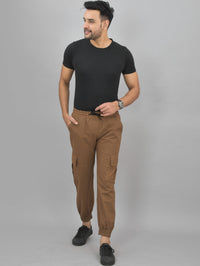 Brown Airy linen Summer Cool Cotton Comfort Joggers for men