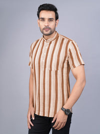 Ethnic Wear Couple Dress Brown Stripe Kurta Kurti Set