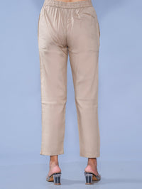 Women Regular Fit Chiku Cotton Slub Trouser