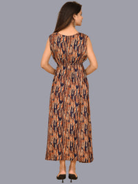 Womens Modern Printed Crepe Fabric Maxi Dress