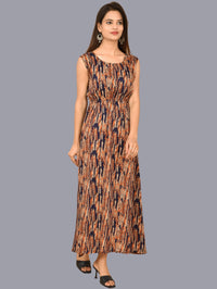 Womens Modern Printed Crepe Fabric Maxi Dress