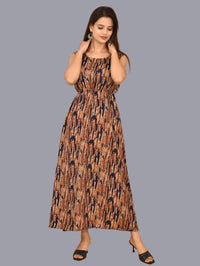 Womens Modern Printed Crepe Fabric Maxi Dress