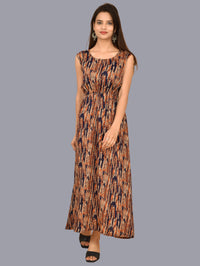 Womens Modern Printed Crepe Fabric Maxi Dress