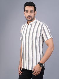 Ethnic Wear Couple Dress Cream Stripe Kurta Kurti Set