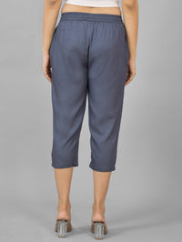 Pack Of 2 Womens Dark Grey And Gajri Calf Length Rayon Culottes Trouser Combo