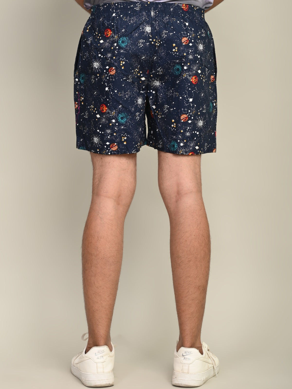 Pack Of 2 Black And Dark Blue Mens Printed Shorts Combo