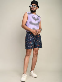 Pack Of 2 Dark Blue And Maroon Mens Printed Shorts Combo