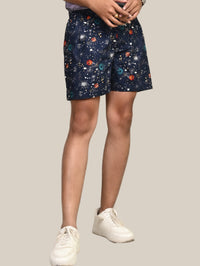 Pack Of 2 Dark Blue And White Mens Printed Shorts Combo
