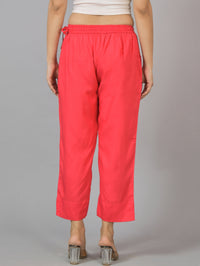 Women Solid Gajri Red Rayon Culottes Trouser