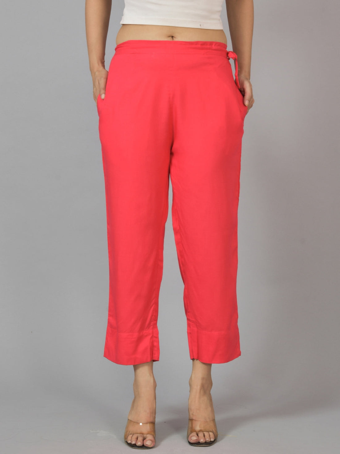 Pack Of 2 Womens Gajri And Mauve Pink Ankle Length Rayon Culottes Trouser Combo