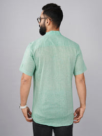 Pack Of 2 Mens Regular Fit Green And Orange Half Sleeve Cotton Short Kurta Combo