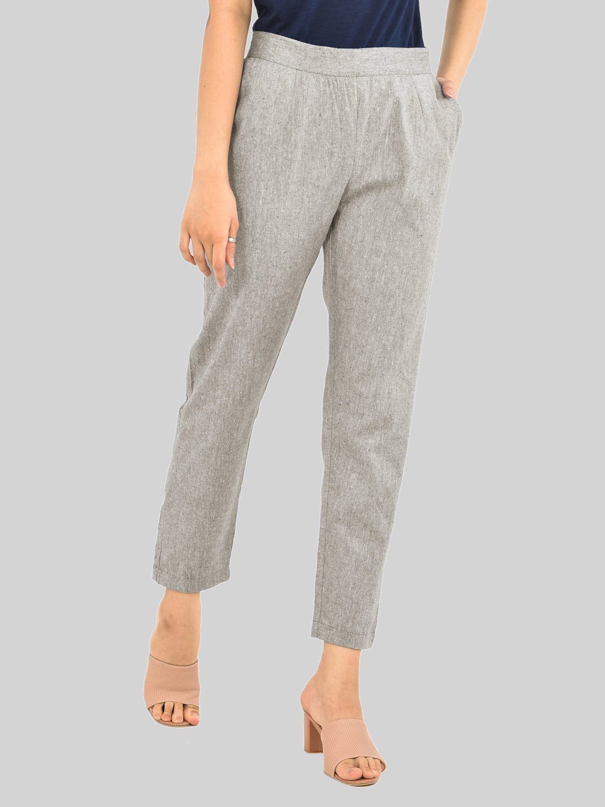 Women Solid Grey South Cotton Trouser