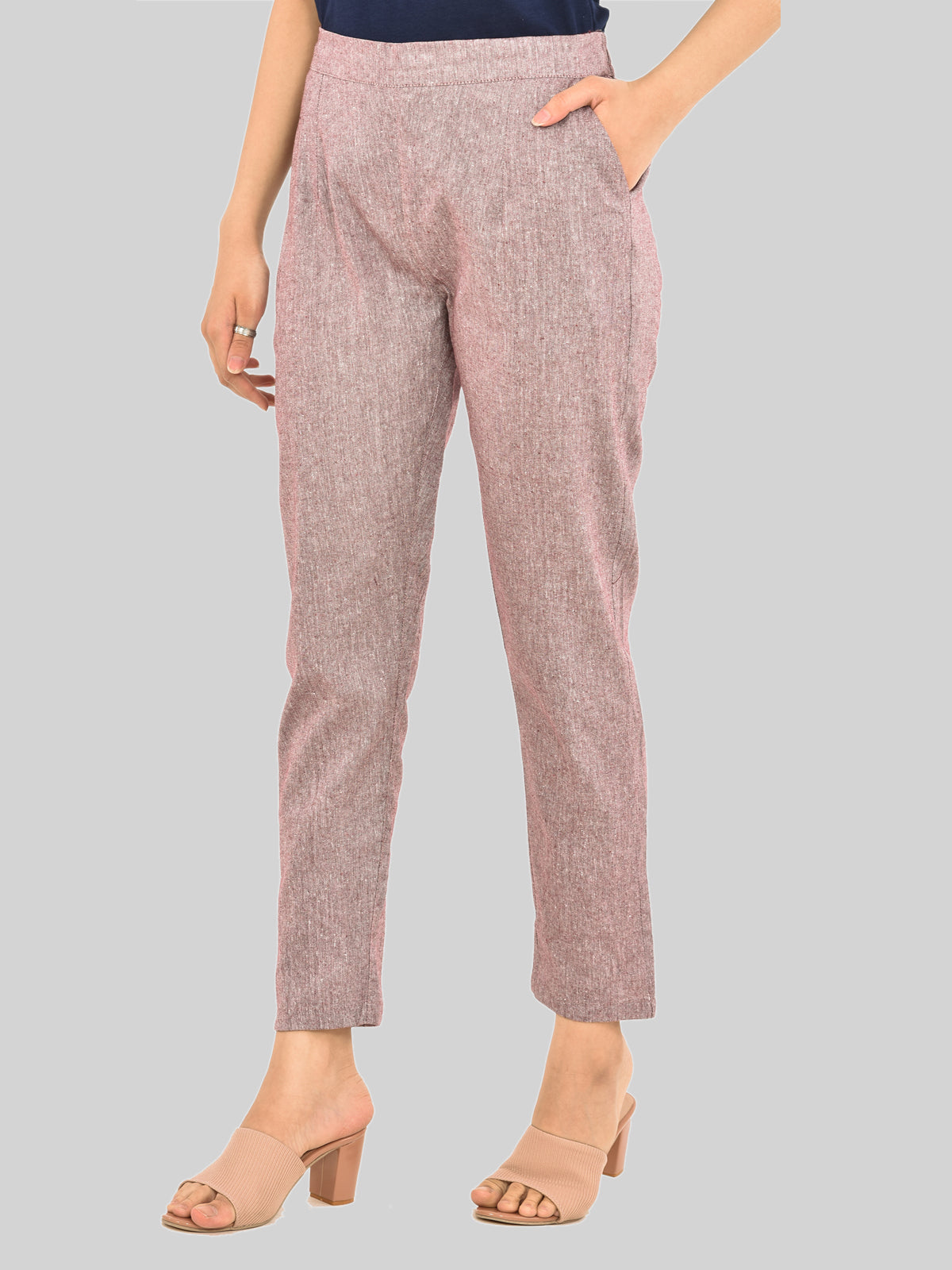 Women Solid Magenta South Cotton Trouser