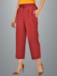 Women Solid Maroon Cluottes Trouser