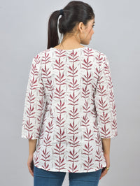 Pack Of 2 Womens Regular Fit Maroon Leaf And Pink Tribal Printed Tops Combo