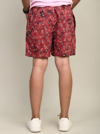 Pack Of 2 Blue And Maroon Mens Printed Shorts Combo