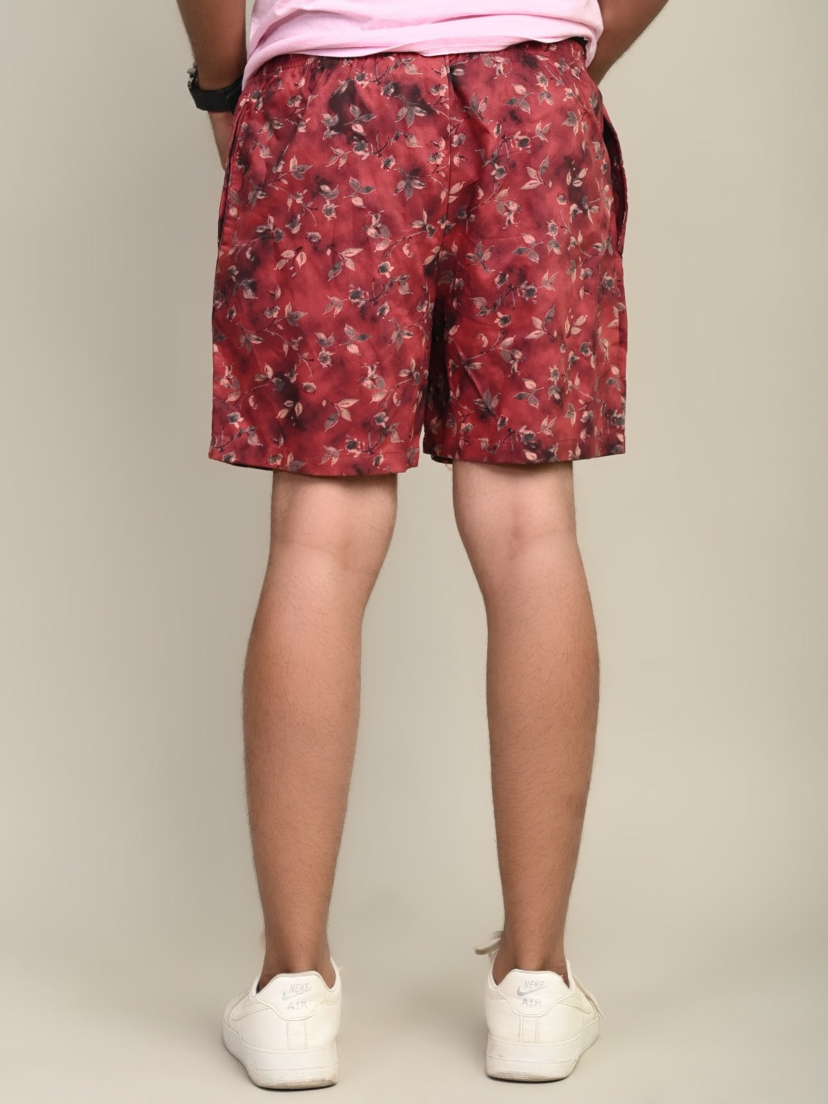 Pack Of 2 Maroon And White Mens Printed Shorts Combo