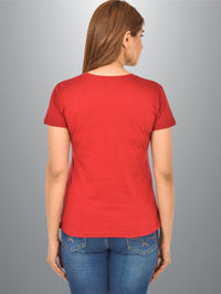 Womens Maroon Half Sleeves Cotton Plain T-shirt
